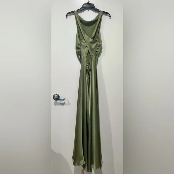 Reformation Casette Silk Dress, Artichoke 8, Occasion Wedding - Picture 8 of 9
